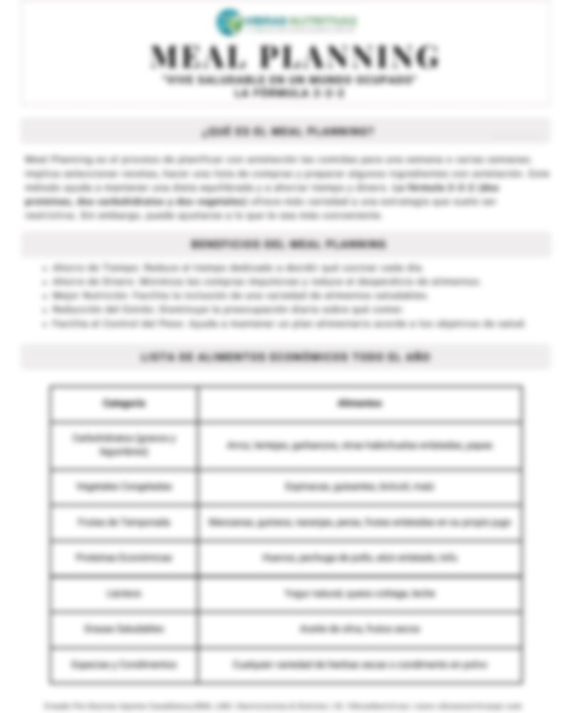 Plantilla de Meal Planning